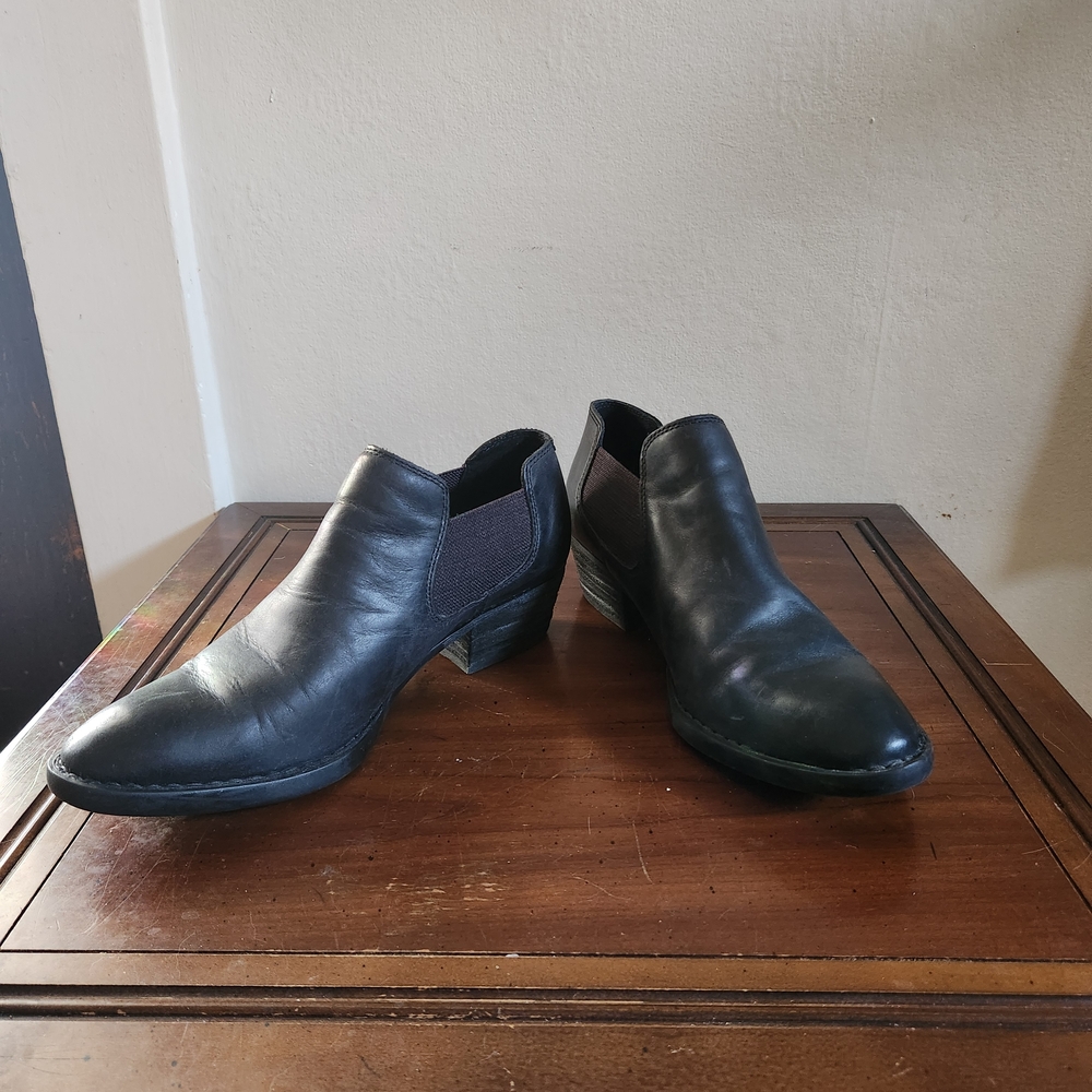 Born Black Leather Ankle Booties